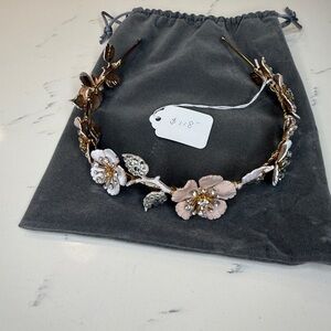 RoseGold and Silver Floral Hair Crown for Weddings